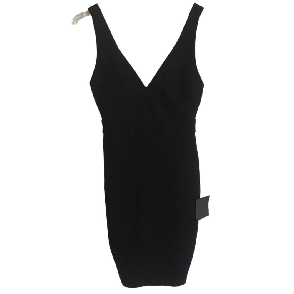 Lulus Black Deep V-neck Body Con Mini Dress Back Cut Outs XS
